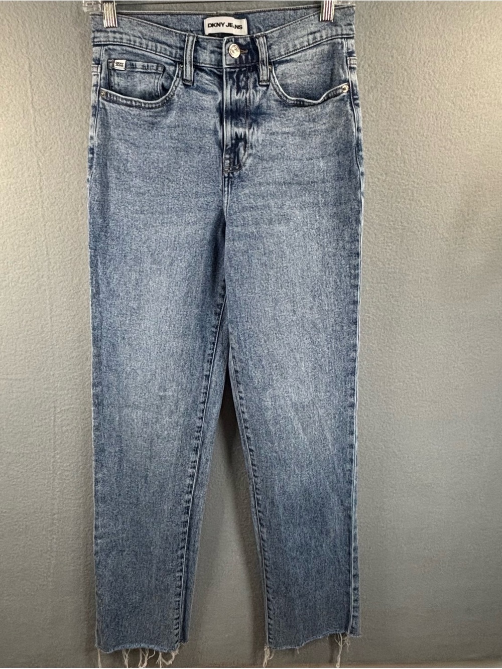 DKNY Straight Leg Jeans in Light Wash Blue